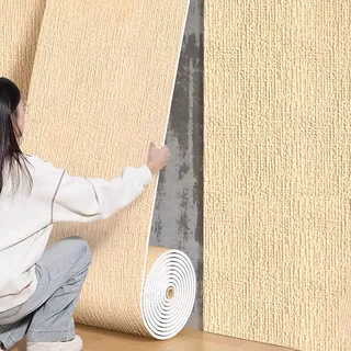 Generisch Isolierende Thermotapete, Dämmtapete für Innenwände, 5mm Schaumstoff, Isoliertapete Selbstklebend, Wasserfest und Feuchtigkeitsbeständig und Wärmedämmung,Beige,L5m W50cm