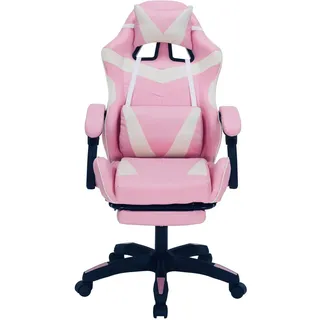Hti-Living Ergonomischer Gaming Stuhl mit Fußstütze Racing-Design in Pink-weiß - Rosa/Weiß