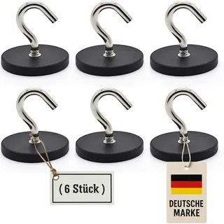 TollTool 6 Stück gummierte Magnethaken – starker Neodym Magnet Hakenhalterung – rutschfest, kratzfrei – ideal für Camping, Wohnwagen, Küche und Werkstatt