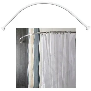 Ekershop Duschvorhangstange Bogenstange Alu Oval EINTEILIG 80x 80cm Eckduschstange, Ø 28 mm, kürzbar, Verschraubt, Aluminium, für Duschvorhang ohne Duschvorhangringe weiß
