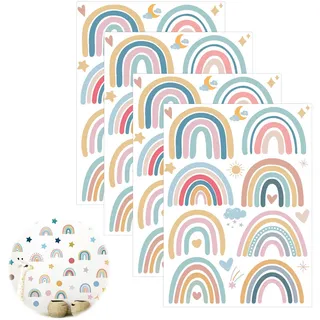 EUYKQNOI Regenbogen Wandtattoo, Kinderzimmer Deko, Wandsticker Kinderzimmer, Regenbogen Wandaufkleber, Boho Wandtattoo Herzen Kinderzimmer Wandaufkleber Babyzimmer Wanddeko, Wandtattoo Mädchenzimmer