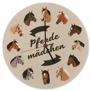 speecheese Pferdemädchen und Pferde Wanduhr Pferdemädchen und Pferde Wanduhr Illustrationen für Mädchen Arabisches Vollblut Englisches Quarter Horse