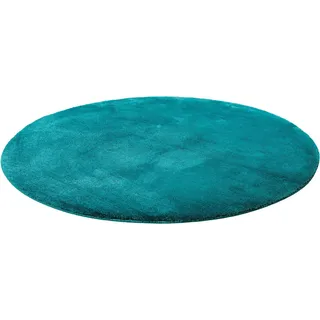 Wecon home Basics Badematte Joris, Höhe 20 mm, rutschhemmend beschichtet, strapazierfähig, Polyester, rund, waschbar, viele Größen, Badezimmerteppich, uni blau rund | Ø 90 cm x 20 mm