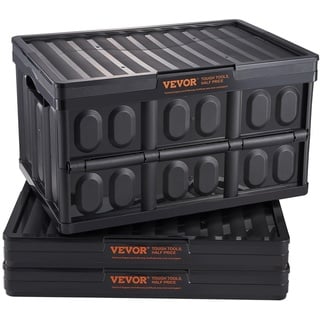VEVOR 3er-Set 45L Profi Klappbox aus PP Transportbox mit Deckel Faltbarer Aufbewahrungsbox mit Handgriff Stapelbare Kisten Storage Box Faltboxen Stapelboxen für Aufbewahrung & Transport