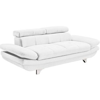Mivano Zweisitzer Leder-Sofa Enterprise / 2er-Couch mit Kunstleder-Bezug, Armteilfunktion und Kopfteilverstellung / 218 x 72 x 104 / Lederimitat, weiß