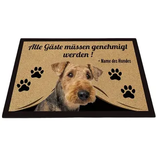 BAGEYOU Personalisierte Fußmatte mit Meinem Liebeshund Airedale Alle Gäste Müssen Genehmigt Werden Bodenmatte 60 x 40 cm