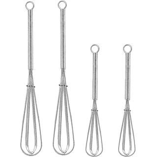 4 Stück Schneebesen Set, 12,7/17,8cm Edelstahl Rührbesen Metall Kugelschneebesen Klein Ballonschneebesen Mit Griff Quirl Küche Whisk Mixer Rührblitz Für Mischen Schlagen