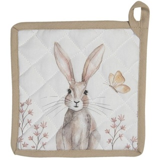 Ofenlappen Topflappen HASE Osterhase beige/weiß Baumwolle gefüttert Küche