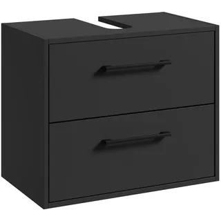 Badplaats Waschbeckenunterschrank Florence 60 x 35 cm Schwarz Matt - Hängender Badezimmerschrank mit 2 Schubladen - Schwarz