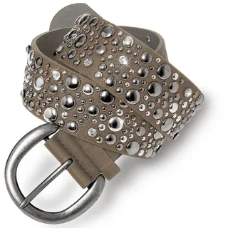 Caspar Nietengürtel GU248 Damen Breiter Gürtel Taillengürtel mit Nieten und Strass gelb 85