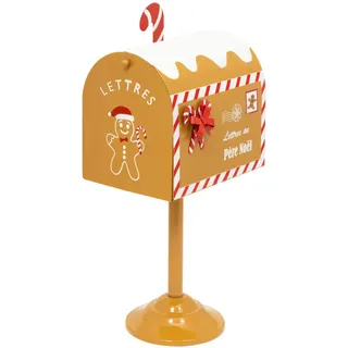 Atmosphera Createur d ́interieur Briefkasten, Gold, Metall, 13.5x31.5x17 cm, Dekoration, Weihnachtsdekoration