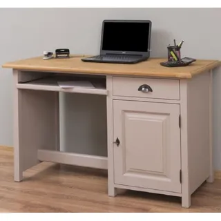 Casa Padrino Landhausstil Schreibtisch Grau / Naturfarben 130 x 60 x H. 78 cm - Massivholz Sekretär im Landhausstil - Büro Möbel - Massivholz Möbel - Landhausstil Möbel