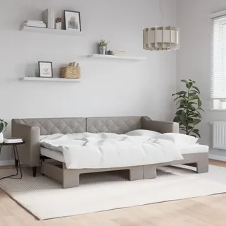 Tagesbett Ausziehbar Taupe 80x200 Cm Stoff