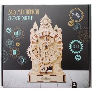 3D Puzzle "Kaminuhr" aus Holz, 69 Teile, ca.24cm hoch, Batteriebetrieben