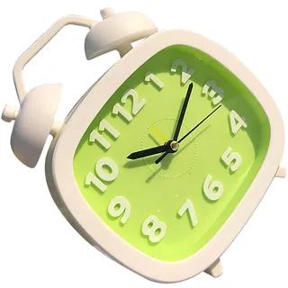 HERCHR Wecker Für Schwere Schläfer, Doppelglockenwecker, Lauter Wecker, Retro-Kinderwecker, Batteriebetriebene Wecker Für Schlafzimmer(Grün)