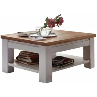 Casamia Couchtisch Couchtisch Olbia 65x65cm Pinie Nordica weiß u. Wildeiche natur massiv weiß