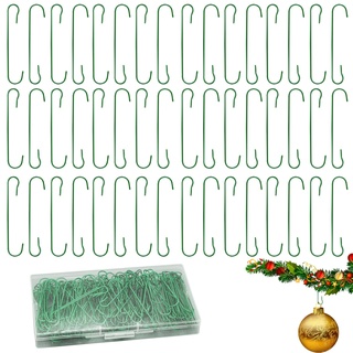 200 Stück Weihnachtsschmuck-Haken, C-förmige Weihnachtsschmuck-Aufhänger, Metall-Weihnachtsbaumhaken mit Aufbewahrungsbox, Weihnachtsschmuck-Haken für Weihnachtskugeln, Weihnachtsdekorationen (grün)