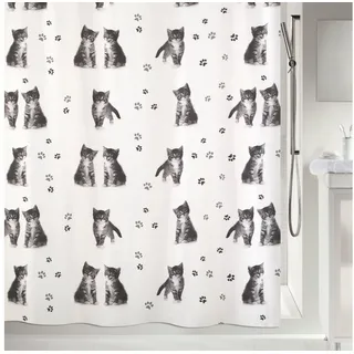 Spirella Duschvorhang Kitty Paw 180 x 200 cm grau-weiß