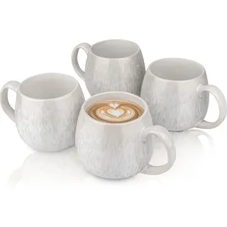 Sänger Cappuccinobecher, Creme, Keramik, 4-teilig, 8.5x9.5x8.5 cm, kratzfest, Kaffee & Tee, Tassen, Kaffeetassen-Sets