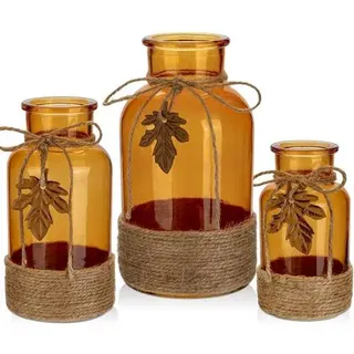 Glasvase zylindrisch boho Tischvase Blumenvasen 3 Größe Orange