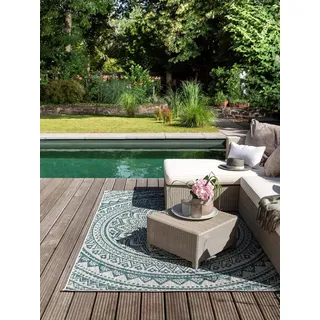 benuta Cleo Outdoor-Teppich 120 x 170 cm Beige/Blau