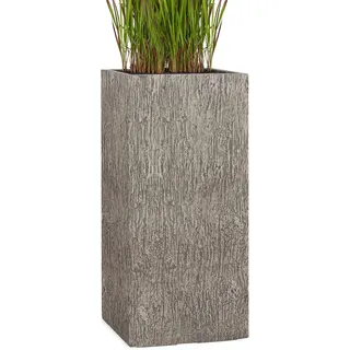 Pflanzwerk® Pflanzkübel Fiberglas Tower Wood Grau 70x33x33cm XXL *Frostbeständig* *UV-Schutz* *Qualitätsware*
