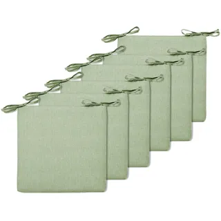 BESTORI 6er Set Sitzkissen 45 x 45 cm Rutschfestes Stuhlkissen mit Bändern Weiche Quadratisches Baumwolle und Leinen Kissen für Indoor & Outdoor Grün 1