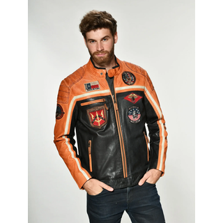 TOP GUN Lederjacke apricot / schwarz XL