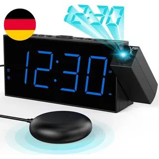 Mesqool Projektionswecker Für Schlafzimmer, Lauter Vibrationswecker Für Schwersc