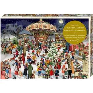 Coppenrath Verlag Puzzle-Adventskalender – Nostalgischer Weihnachtsmarkt