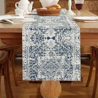 Tischläufer Boho Style 33 x 183 cm Vintage Tischläufer Türkischer Geometrie Grau Tischdecke Landhausstil Abwaschbar Läufer Tisch Dekorativer für Partys Abendessen Feiertage Küche Weihnachten
