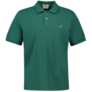 GANT Herren Poloshirt - REGULAR SHIELD, Kurzarm, Knopfleiste, Pique, Stickerei Grün (Woody) 5XL