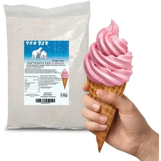 IceBär Softeis Pulver Erdbeere 1 kg für Softeismaschine & Zuhause