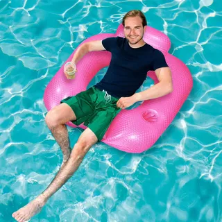 Luftmatratze Pool, Aufblasbare Wasser Pool Luftmatratze für Erwachsene, ufblasbarer Sessel mit Rückenlehne und Getränkehaltern für Partys, Sommer, Wasser 90x80x40cm