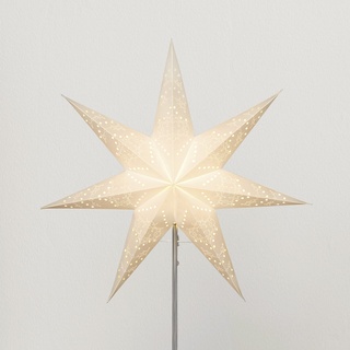 Wechsel-Schirm Weihnachtsstern Sensy von Star Trading, 3D Papierstern Weihnachten in Weiß mit Ornamenten, Dekostern Ø: 54 cm