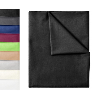 Klassische Bettlaken | Betttuch | Laken | Leintuch | Haustuch 100% Baumwolle ohne Gummizug von GREEN MARK Textilien® in vielen Größen und Farben Größe:150x250 cm, schwarz