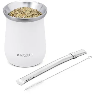 Navaris Teekanne Yerba Mate Tee Set - Mate Tee Becher - Tee Tassen Set, (1-St) weiß