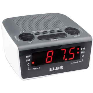 Elbe CR-932 Digitaler Funkwecker, mit AM-/FM-Radio, Schwarz/Weiß