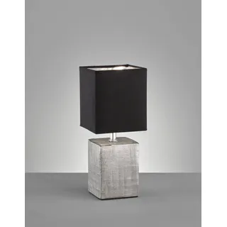 Fischer & Honsel Tischleuchte Candes, E14, max 40 W, silber, Stoffschirm schwarz, Nachttischlampe