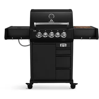 BURNHARD® Gasgrill EARL 3-Brenner Black Series, inkl. Heckbrenner 3,5 kW & Infrarotbrenner 4,5 kW, mit Edelstahl-Grillrost schwarz