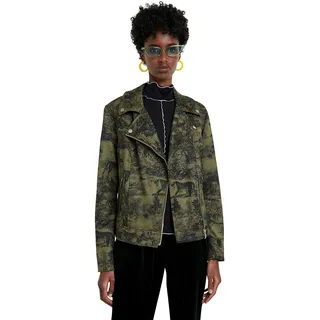 Desigual Woman - Embroidered synthetic leather biker jacket - L