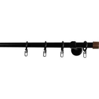 GARESA Gardinenstange GARESA "Lina mit Kappe", schwarz (schwarz, nussbaumfaben), L:100cm, Gardinenstangen, Vorhanggarnitur verlängerbar Wandmontage