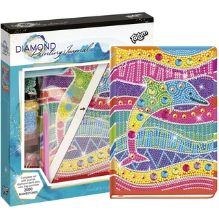 Totum Diamond Painting Journal: Diamantbastelset Notizbuch Delfin mit über 1500 Strasssteinen