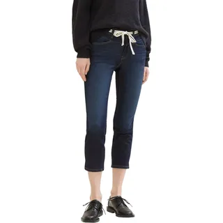 Slim-fit-Jeans TOM TAILOR "ALEXA" Gr. 31, Länge 26, blau (rinsed blue denim) Damen Jeans Röhrenjeans in 78 Länge und mit Bindeband