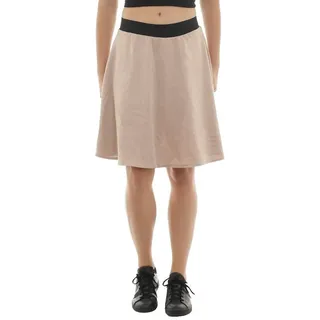 F&K-Mode Midirock Swing Rock Midi Falten Gummibund hohe Taille Swingrock beige S-M