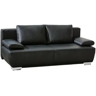 Livetastic Schlafsofa, Schwarz, Metall, Echtleder, Rindleder, Uni, Füllung: Polyurethan (Pur), 195x85x90 cm, Lederauswahl, Schlafen auf Sitzhöhe, Wohnzimmer, Sofas & Couches, Sofas, Ledersofas