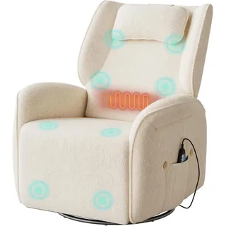 Woltu Relaxsessel elektrisch 84 x 97 x 99 cm Beige mit Liegefunktion/Massagefunktion