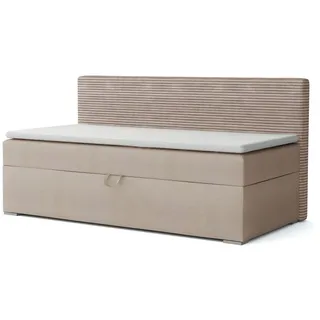 Deine Möbel 24 Boxspringbett MATI Daybett Tagesbett Schlafsofa Couch Jugendsofa Stauraumbett (mit Schlaffunktion Bettkasten Einzelbett Polsterbett Matratze H3 H4, 3-St., mit Schlaffunktion und Bettkasten Stauraumbett Jugendsofa), 90x200 100x200 Schwarz Grau Rosa Beige Anthrazit beige
