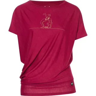 super.natural Trainingsshirt Cat Yoga Loose Tee - Merinoshirt Gr M rosa