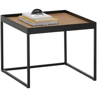 SetOne by Musterring Couchtisch, Schwarz, Eiche, Holz, Metall, Eiche, massiv, quadratisch, eckig, C-Form, 80x39x80 cm, Wohnzimmer, Wohnzimmertische, Couchtische, Couchtische Metall